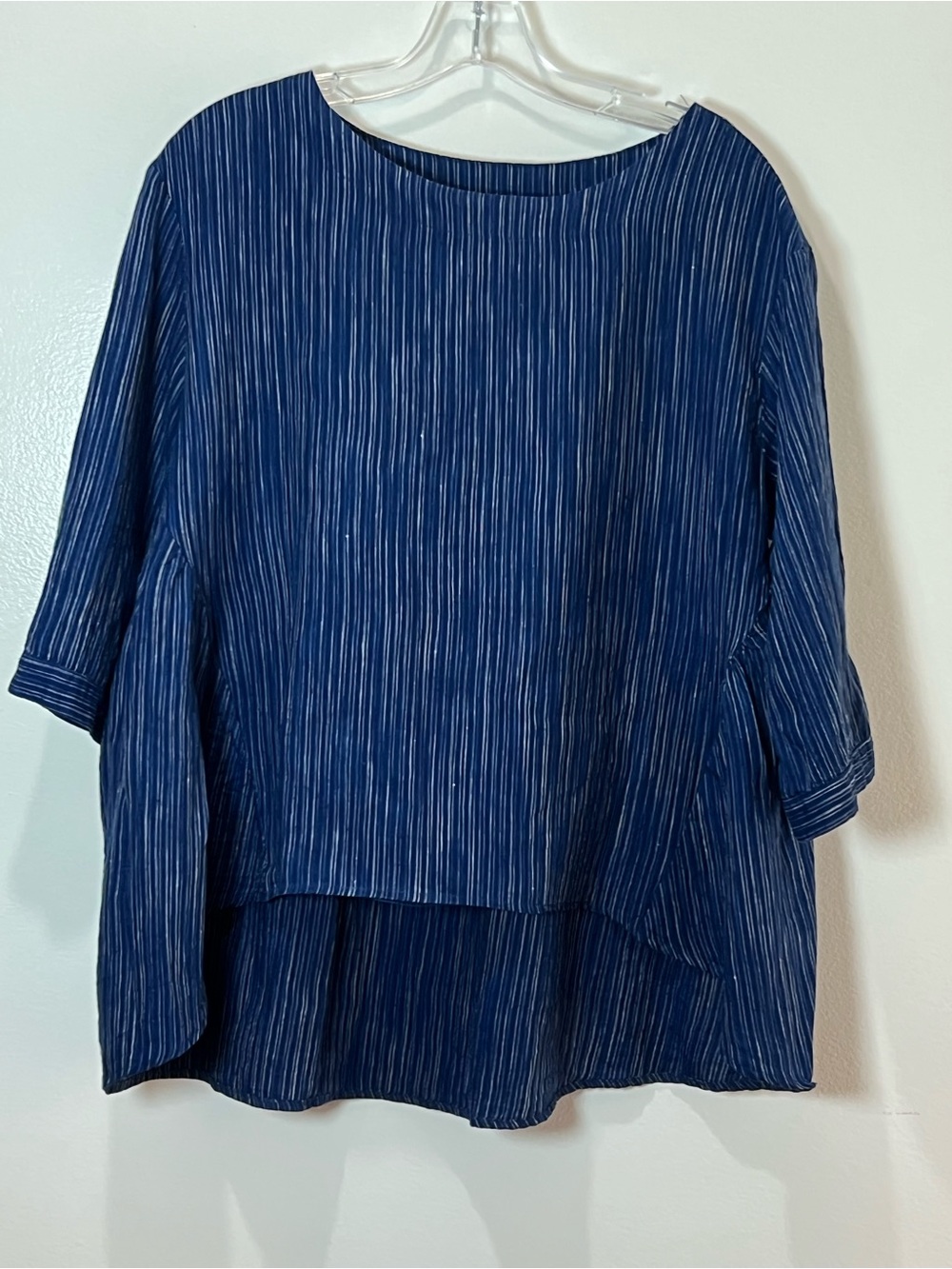 Relaxed Navy Striped Tunic Top - Casual Boatneck Blouse